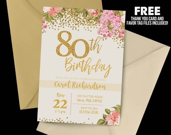 80th birthday invitations for